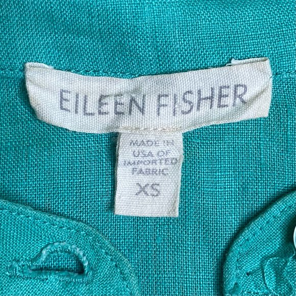 Eileen Fisher Long Sleeve Green Irish Linen Shirt Size XS - Picture 5 of 7